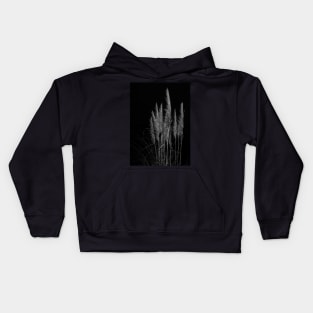 Vertical pampas grass on black background. Kids Hoodie